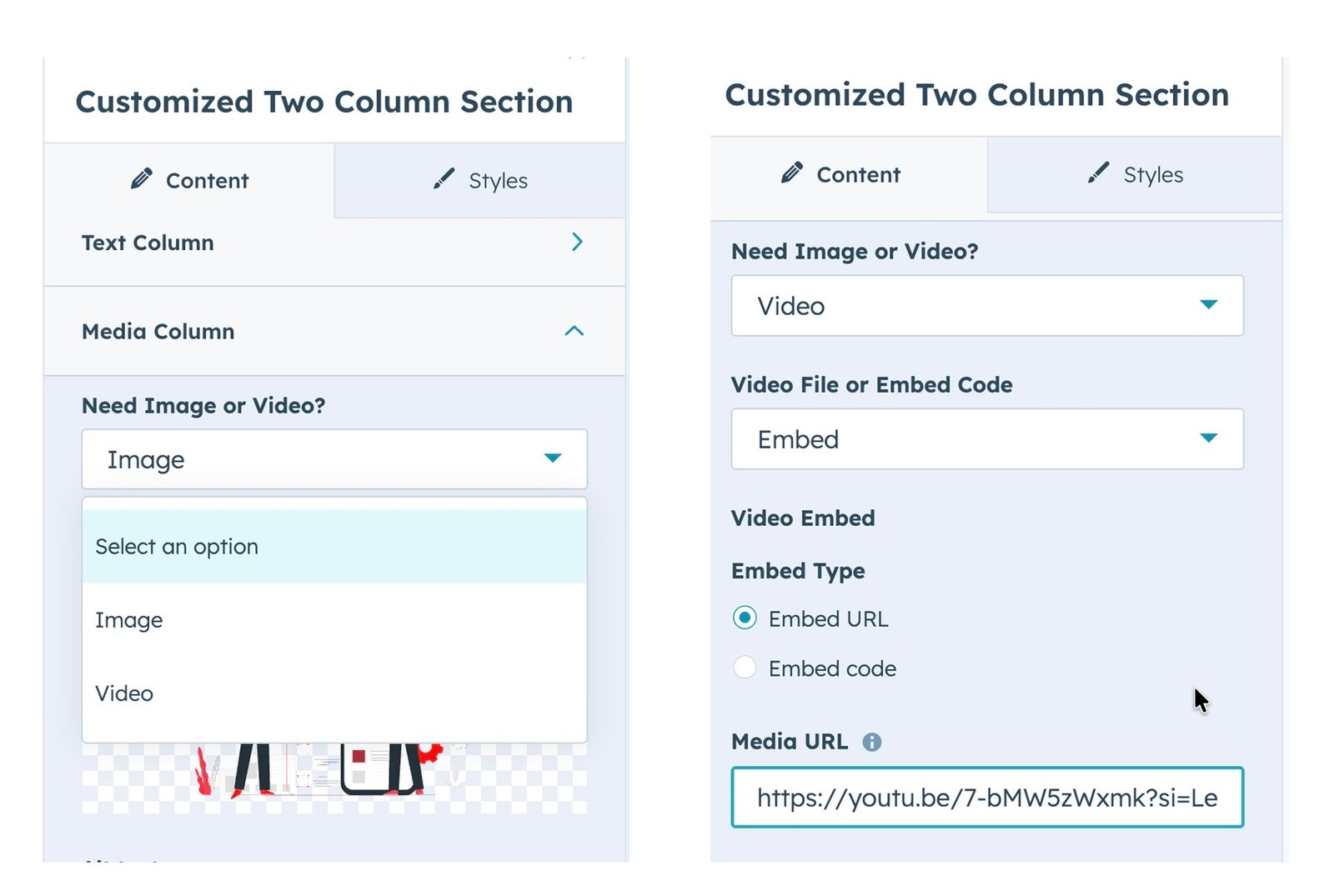 Customized Two Column
