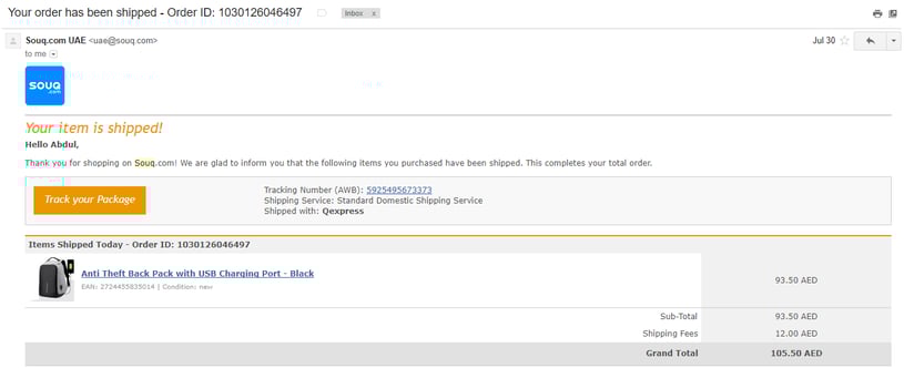 Online ordering email service automation 